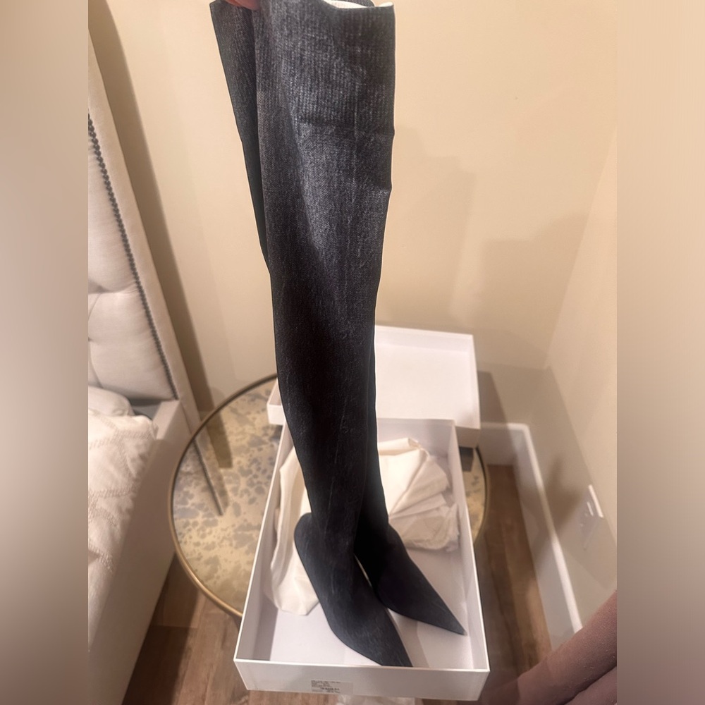 Balenciaga thigh high boots in denim blue indigo Size 36.5 Worn Once
